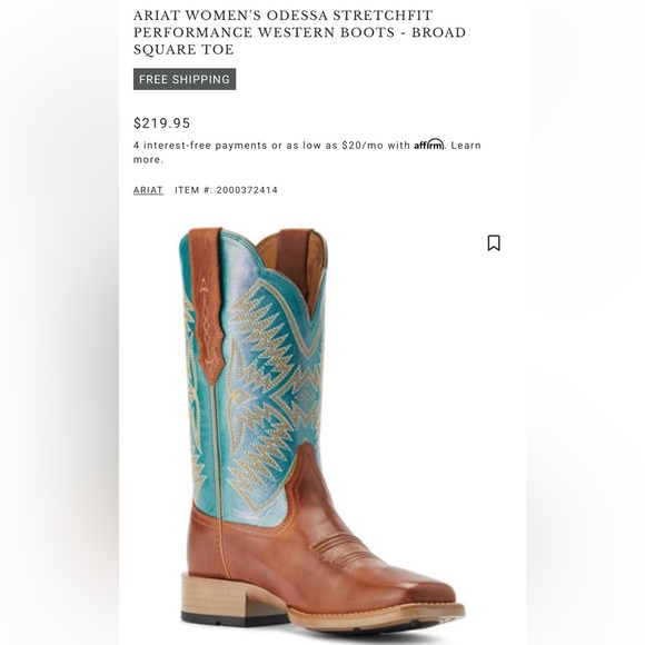 Women’s Ariat Brown and Teal Leather Western Boots - Picture 6 of 6